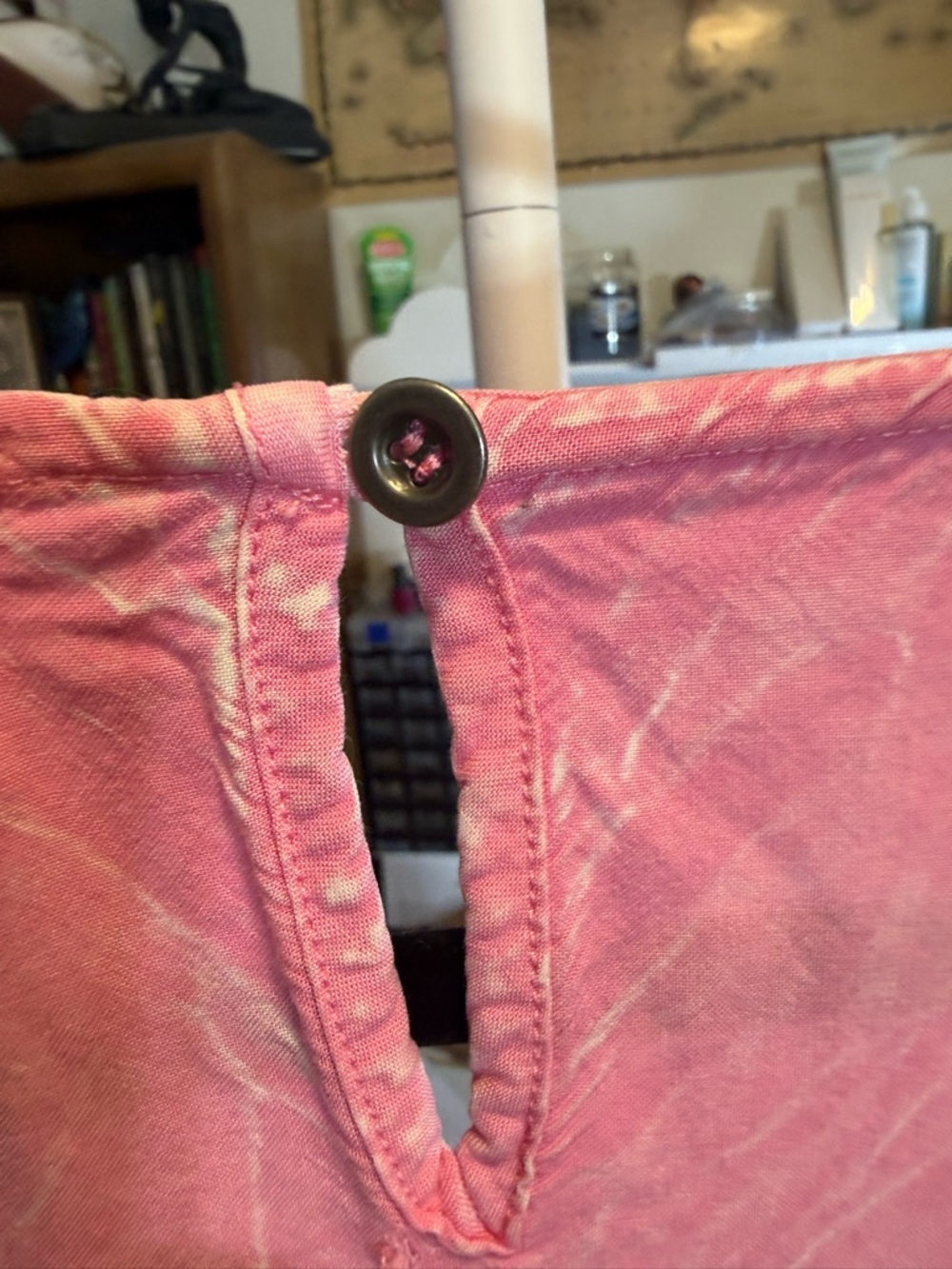 One World Pink Embroidered Sleeve Top Size L Boho Rayon Blouse Flowy EUC - Picture 4 of 9